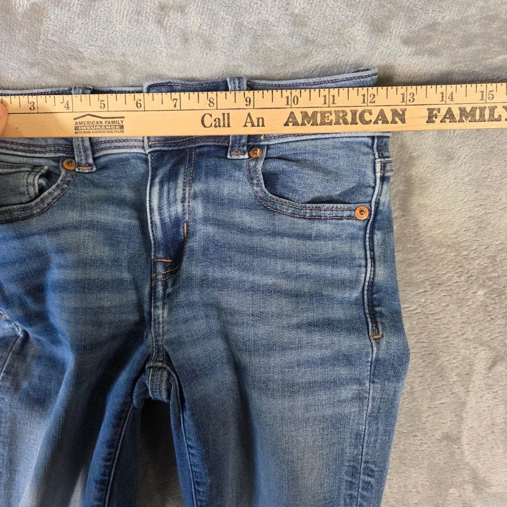 American Eagle Kick Boot Jeans Womens 000 Short Blue Next Level Stretch Casual - Picture 2 of 7